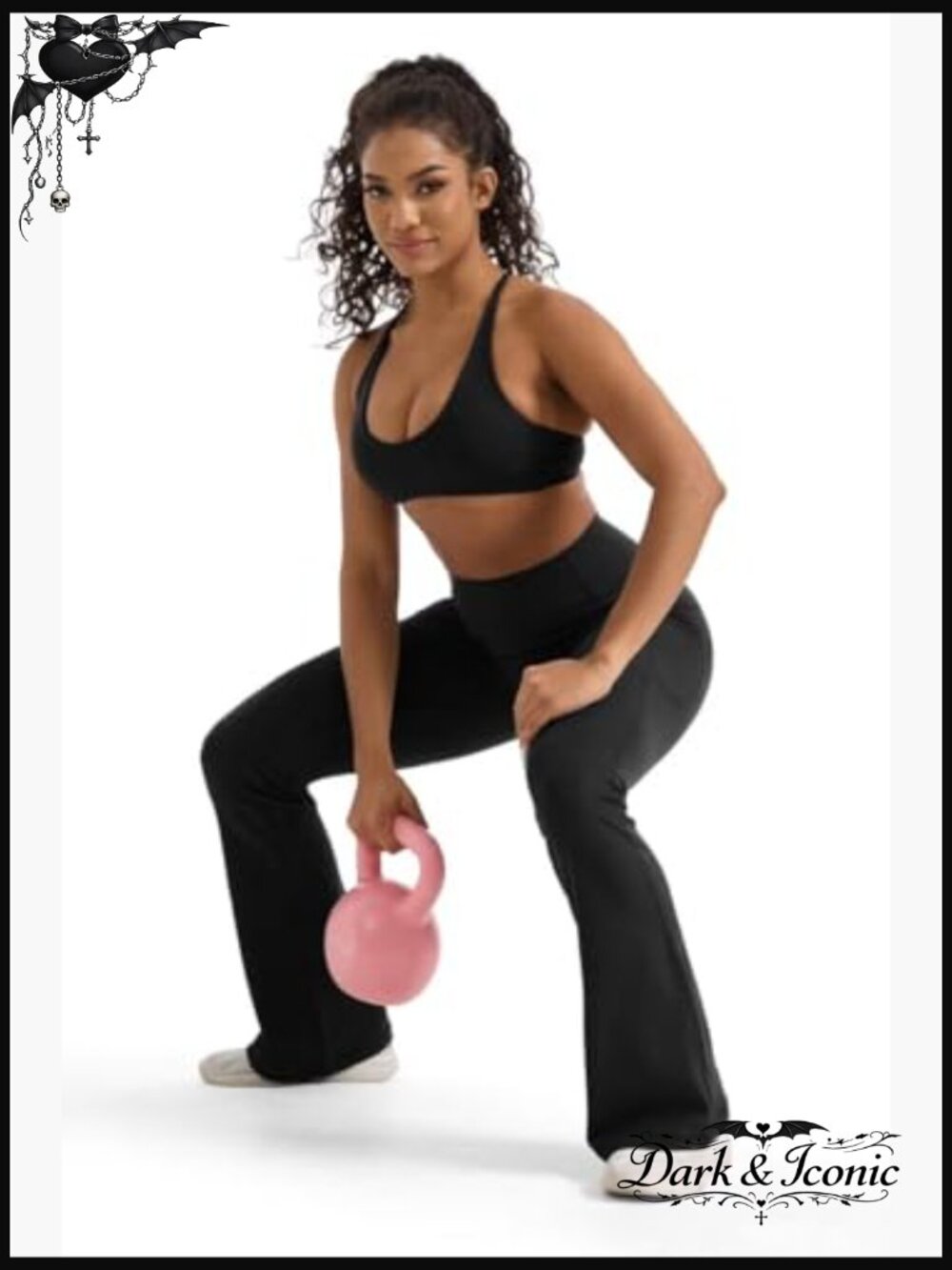 High Waisted Flared Yoga Leggings with Tummy Control & Pockets - Picture 5 of 7